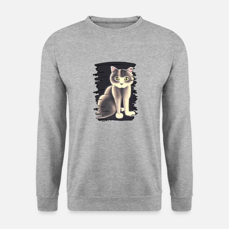 Katzebild - Unisex Pullover - Weißgrau meliert