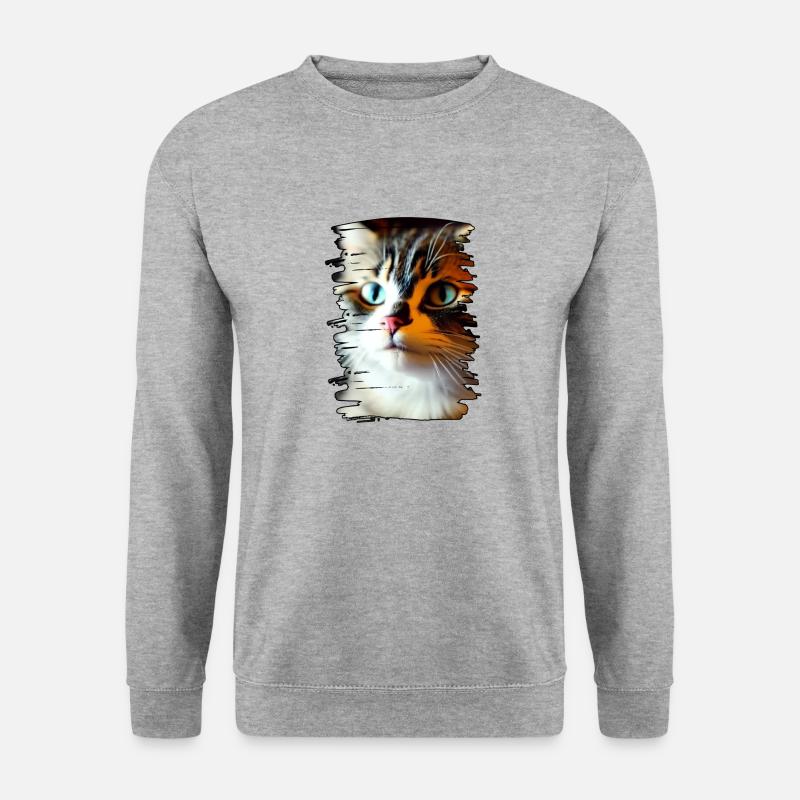 Katzengesicht - Unisex Pullover - Weißgrau meliert