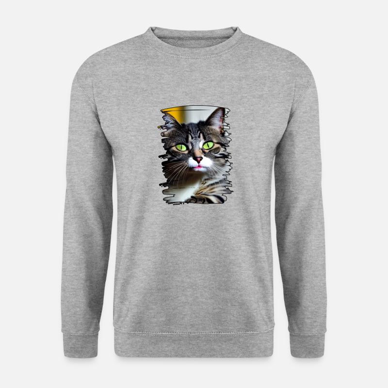 Katzengesicht - Unisex Pullover - Weißgrau meliert