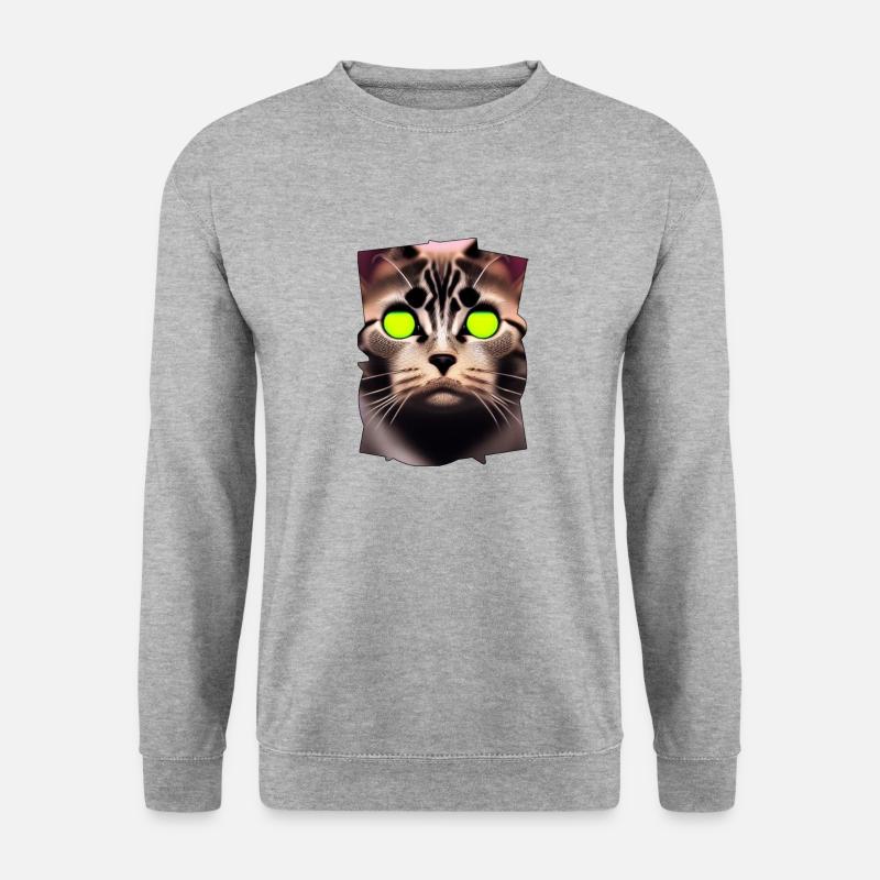 Katzengesicht - Unisex Pullover - Weißgrau meliert