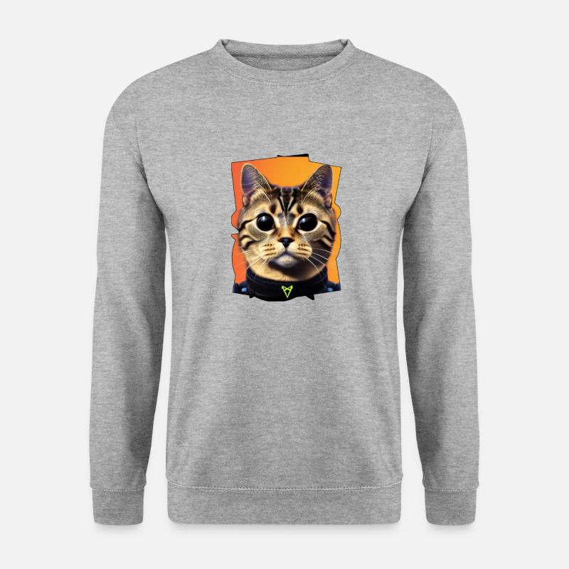 Katzenportrait - Unisex Pullover - Weißgrau meliert