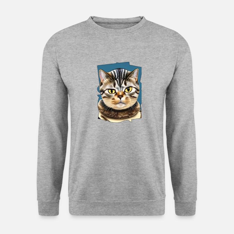 Katzengesicht 10 - Unisex Pullover - Weißgrau meliert