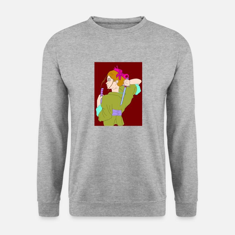 Kimono Mädchen - Unisex Pullover - Weißgrau meliert