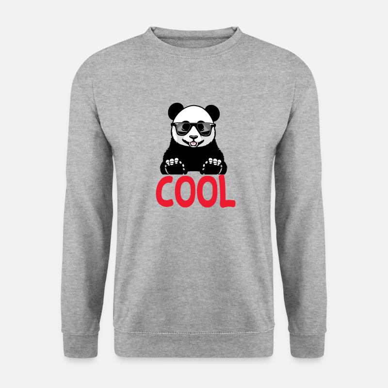 cooler Panda - Unisex Pullover - Weißgrau meliert
