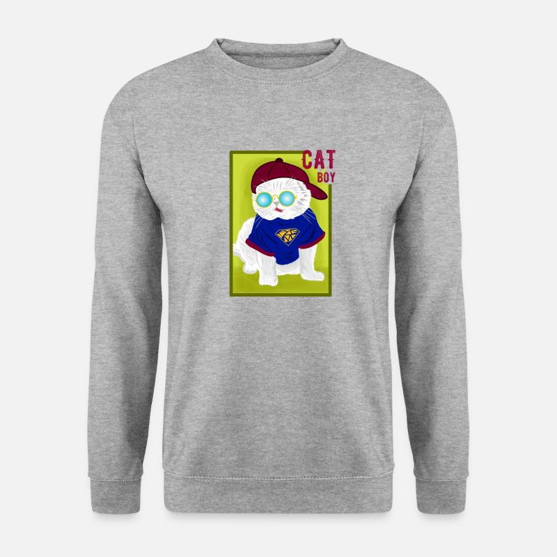 Katze - Unisex Pullover - Weißgrau meliert