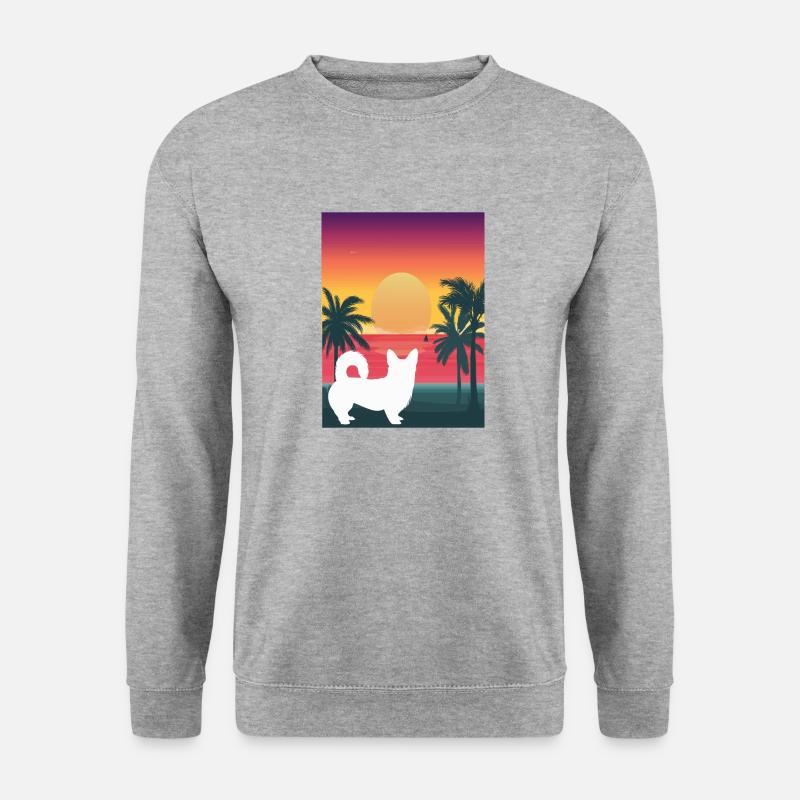 MEER STRAND CORGI - Unisex Pullover - Weißgrau meliert