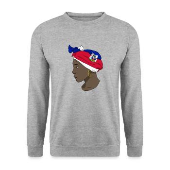 Haiti Haitian Flag Woman Princess I Gift - Unisex Sweatshirt - salt & pepper - Front - Alina (178cm) & Michal (187cm)