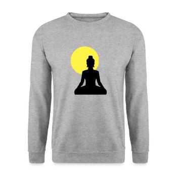 Buddha - Unisex Pullover - Weißgrau meliert - Vorne - Alina (178cm) & Michal (187cm)