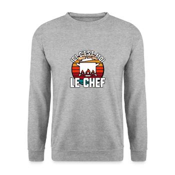 Ici c’est moi le chef - Sweat-shirt Unisexe - gris chiné - Devant - Alina (178cm) & Michal (187cm)