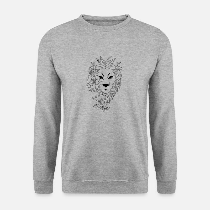 Löwe - Unisex Pullover - Weißgrau meliert