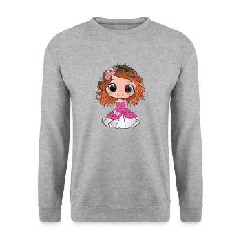 Red-haired princess with green eyes and a pink dress - Unisex Sweatshirt - salt & pepper - Front - Alina (178cm) & Michal (187cm)