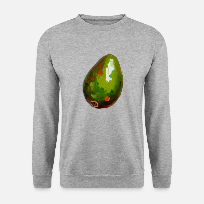 Ölgemälde einer Avocado - Unisex Pullover - Weißgrau meliert
