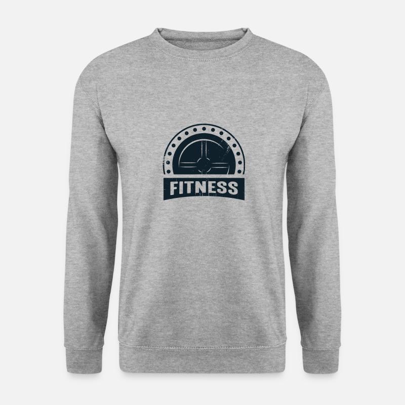Fitness Hantel Schwarz - Unisex Pullover - Weißgrau meliert
