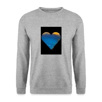 Für mich regnet es Sterne - Herz - Unisex Pullover - Weißgrau meliert - Vorne - Alina (178cm) & Michal (187cm)