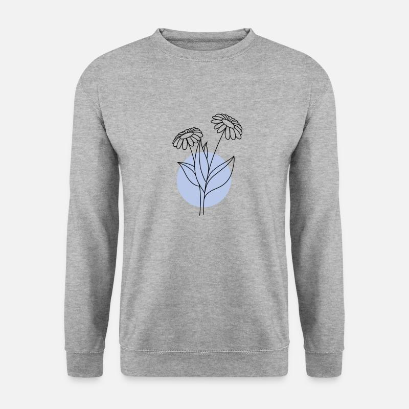Blume blauer Kreis - Unisex Pullover - Weißgrau meliert