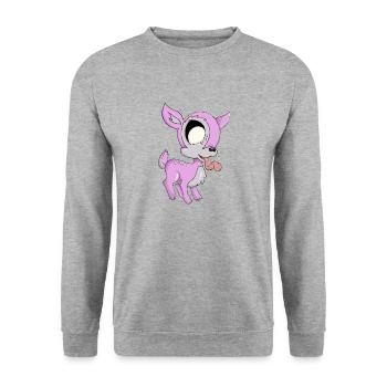 Reh - Unisex Pullover - Weißgrau meliert - Vorne - Alina (178cm) & Michal (187cm)