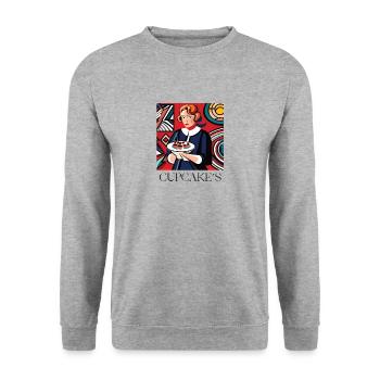 MRS. CUPCAKE - Unisex Pullover - Weißgrau meliert - Vorne - Alina (178cm) & Michal (187cm)
