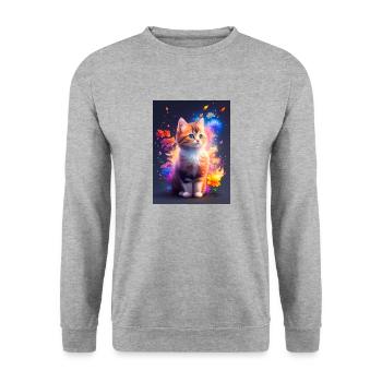 Süßes Kätzchen - Unisex Pullover - Weißgrau meliert - Vorne - Alina (178cm) & Michal (187cm)