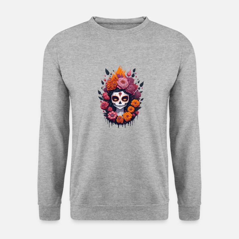 La Catrina 8 - Unisex Pullover - Weißgrau meliert