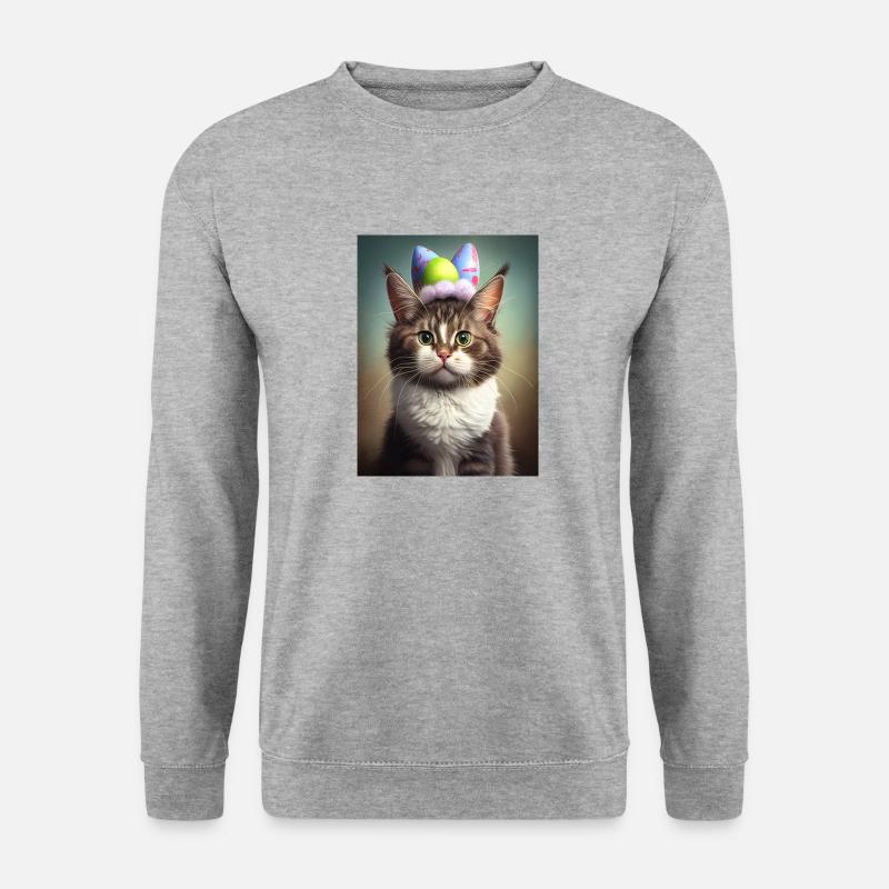 Osterkatze - Unisex Pullover - Weißgrau meliert