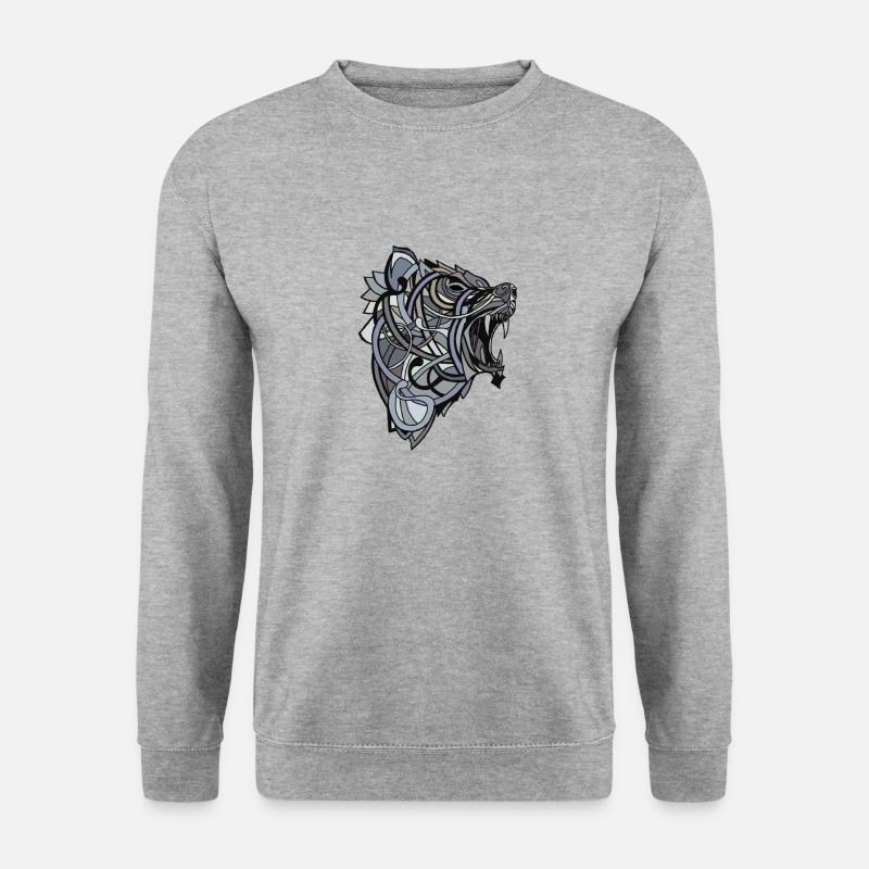 Bär - Unisex Pullover - Weißgrau meliert