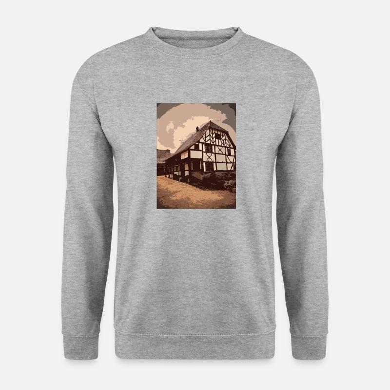 Elsässische Hauszeichnung - Unisex Pullover - Weißgrau meliert