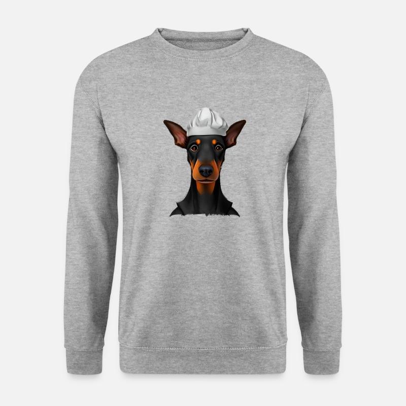 Dobermann Gastronom Dobermannwelpe Hund Köche - Unisex Pullover - Weißgrau meliert