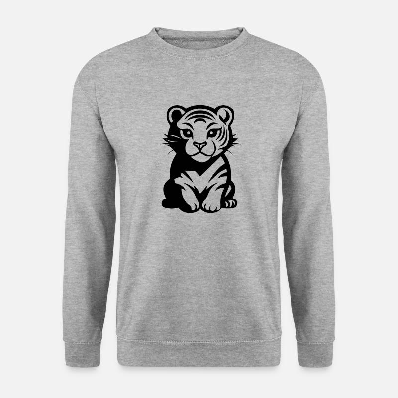 Tiger Raubkatze - Unisex Pullover - Weißgrau meliert