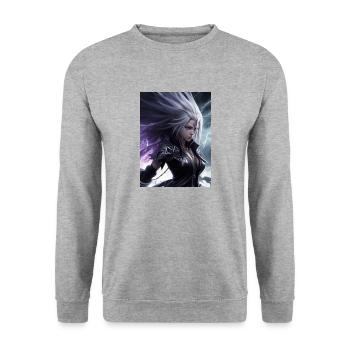 AI 3D Version 41 - Unisex Pullover - Weißgrau meliert - Vorne - Alina (178cm) & Michal (187cm)