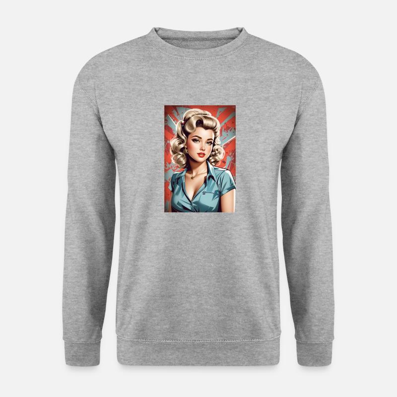 Pinup - Unisex Pullover - Weißgrau meliert