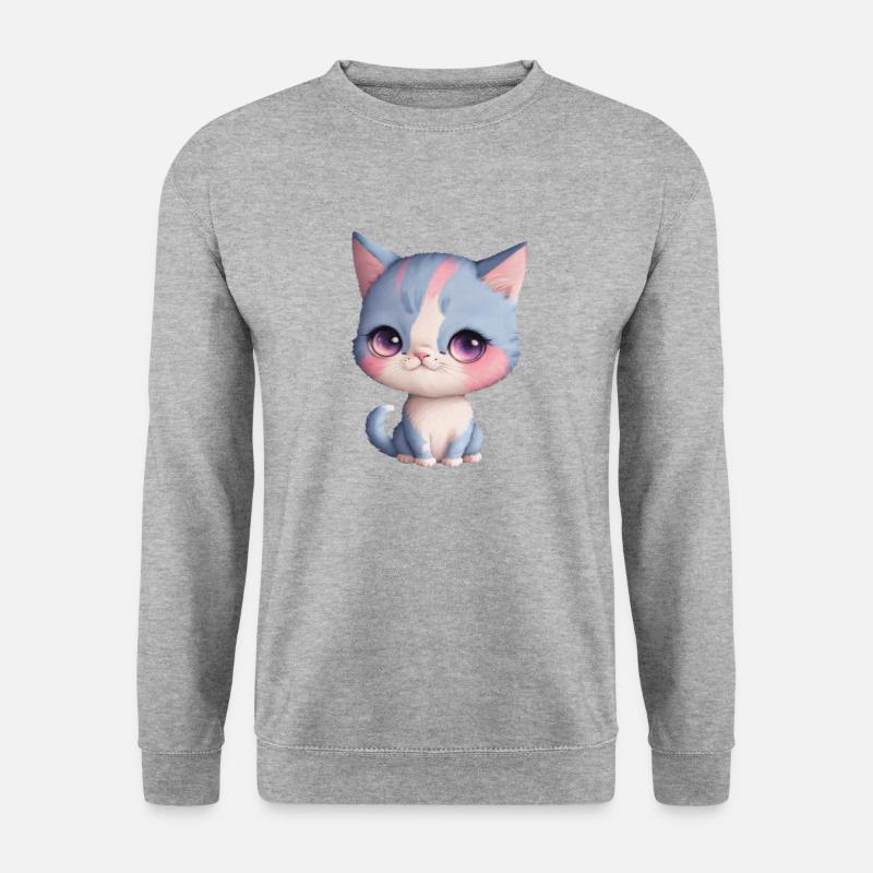 Katze - Unisex Pullover - Weißgrau meliert