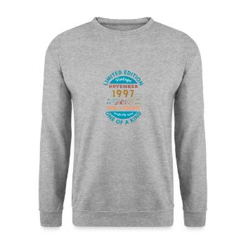 November 1997 Birthday Limited Edition - Sweat-shirt Unisexe - gris chiné - Devant - Alina (178cm) & Michal (187cm)