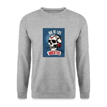 Dia de los Muertos Kostüm Karneval Totenkopf - Unisex Pullover - Weißgrau meliert - Vorne - Alina (178cm) & Michal (187cm)