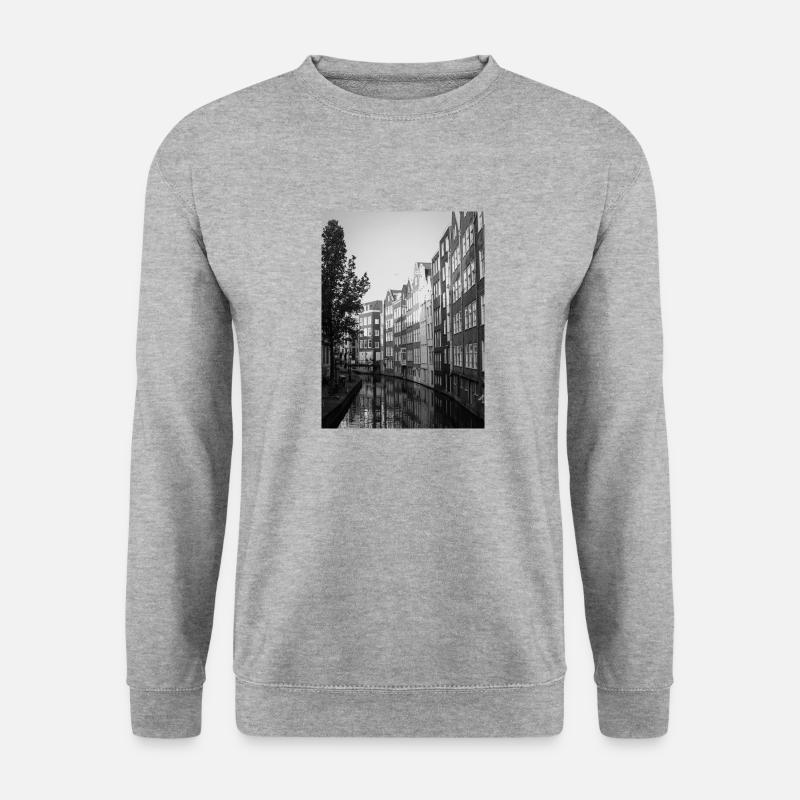 Amsterdam Kanal - Unisex Pullover - Weißgrau meliert