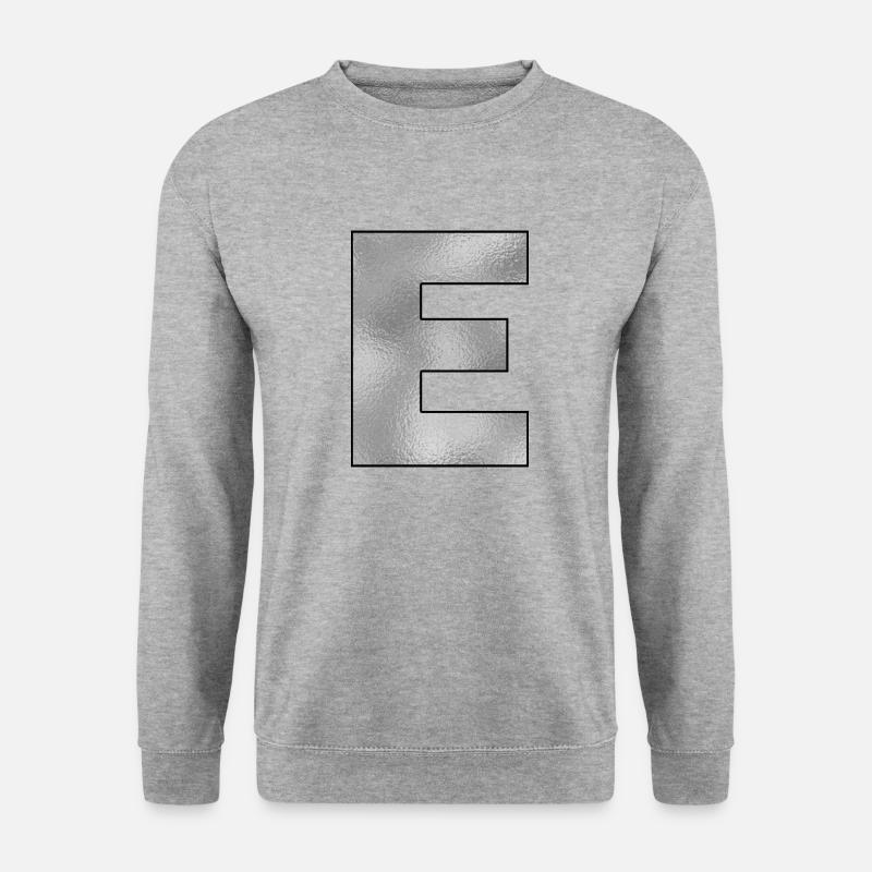 Buchstabe E Silber - Unisex Pullover - Weißgrau meliert
