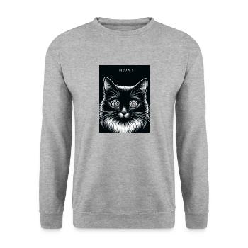 Katze - Unisex Pullover - Weißgrau meliert - Vorne - Alina (178cm) & Michal (187cm)