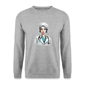 Doctor / medical professional / doctor / profession / specialist - Unisex Sweatshirt - salt & pepper - Front - Alina (178cm) & Michal (187cm)