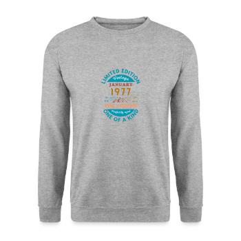 January 1977 Anniversary Limited Edition - Unisex Sweatshirt - salt & pepper - Front - Alina (178cm) & Michal (187cm)