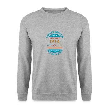 January 1974 Anniversary Limited Edition - Unisex Sweatshirt - salt & pepper - Front - Alina (178cm) & Michal (187cm)