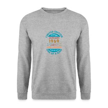 January 1969 Anniversary Limited Edition - Unisex Sweatshirt - salt & pepper - Front - Alina (178cm) & Michal (187cm)