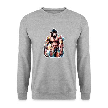 Bodybuilder / Sports / Fitness / Monkey / Muscles - Unisex Sweatshirt - salt & pepper - Front - Alina (178cm) & Michal (187cm)