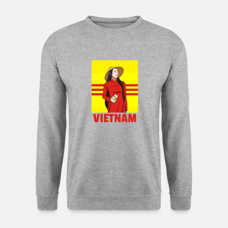 Vietnam Viet Kieu Vietnamese Flagge I Geschenk - Unisex Pullover - Weißgrau meliert