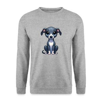 Digital illustration of cute Whippet - Unisex Sweatshirt - salt & pepper - Front - Alina (178cm) & Michal (187cm)