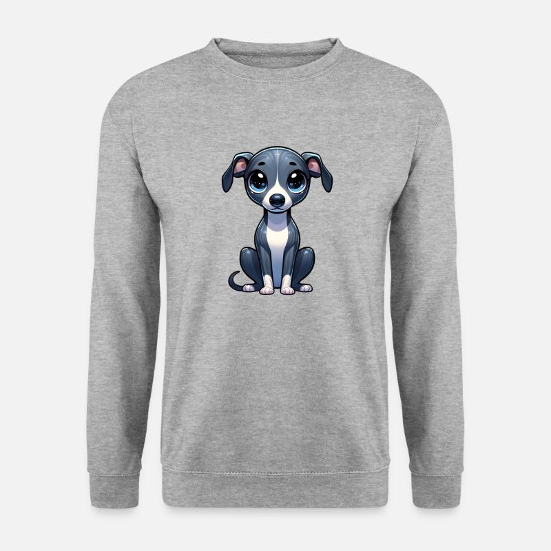 Digitale Illustration des niedlichen Whippets - Unisex Pullover - Weißgrau meliert