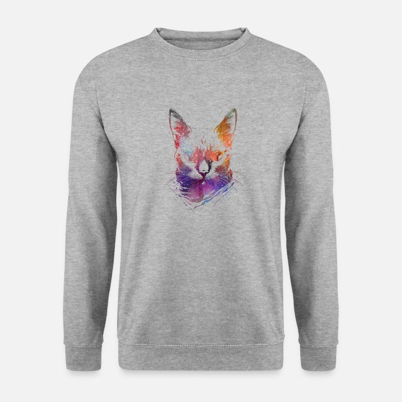 Bunte Katzen - Unisex Pullover - Weißgrau meliert