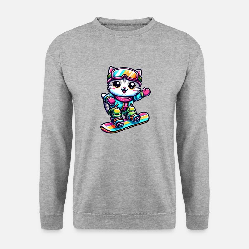 Chat Snowboard Snowboarder Mignon - Sweat-shirt Unisexe - gris chiné