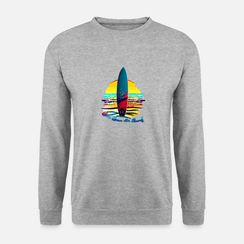 Meer, Sonne & Surfen - Unisex Pullover - Weißgrau meliert