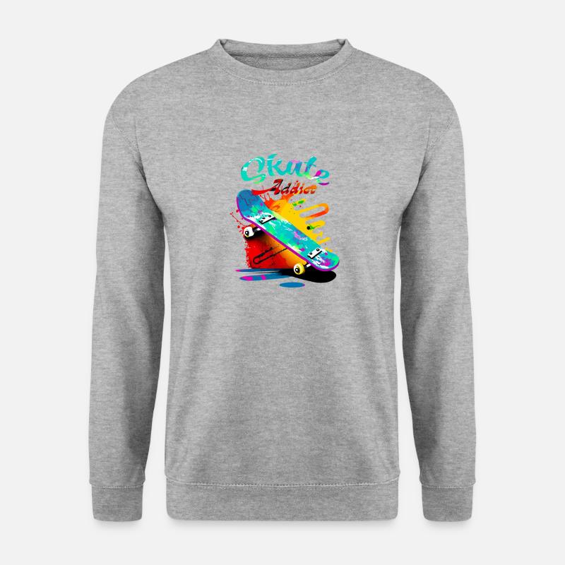 Skate-Süchtiger - Unisex Pullover - Weißgrau meliert
