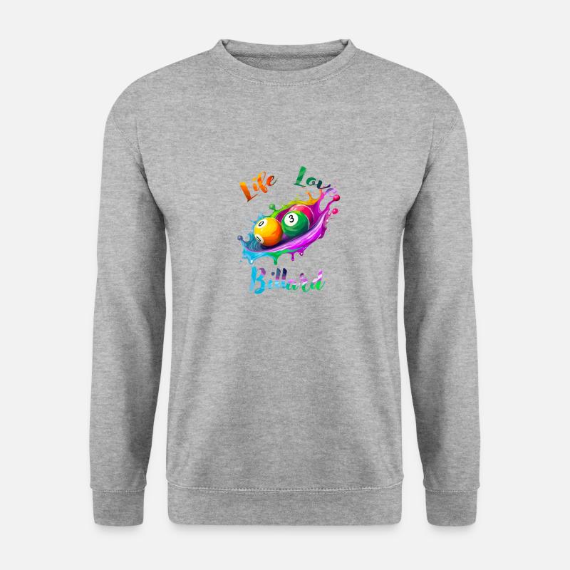 Leben Liebe Billard - Unisex Pullover - Weißgrau meliert