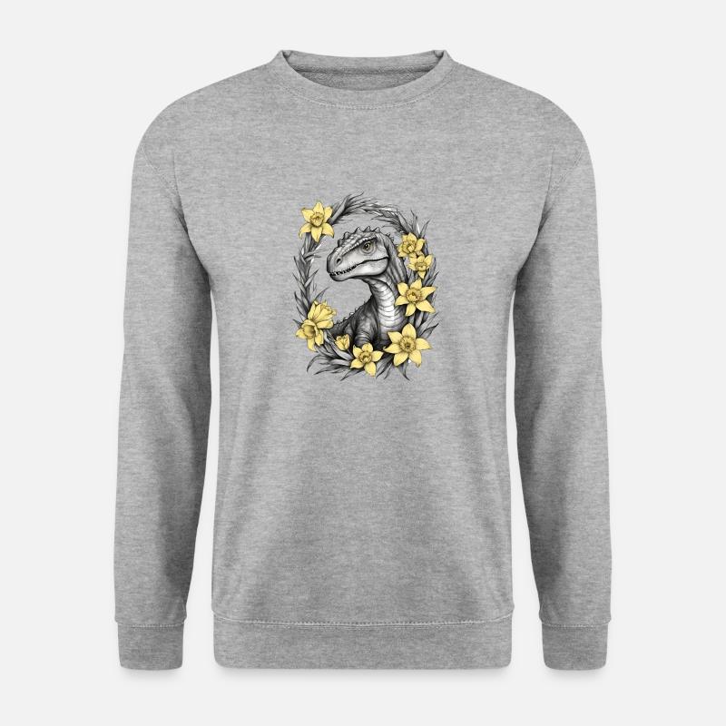 Trex Dinosaur Daffodils - Unisex Sweatshirt - salt & pepper